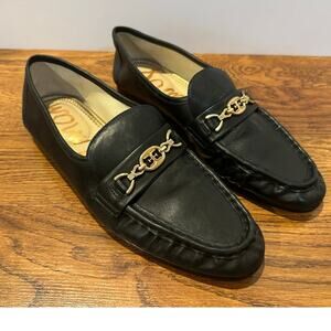 Sam Edelman Lucca Leather Bit Loafers Black Size 9 Classic Chic Slip-On Capsule